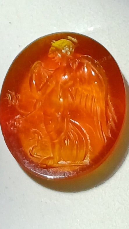 A red intaglio ring, found at Dolaucothi Gold Mines in Carmarthenshire